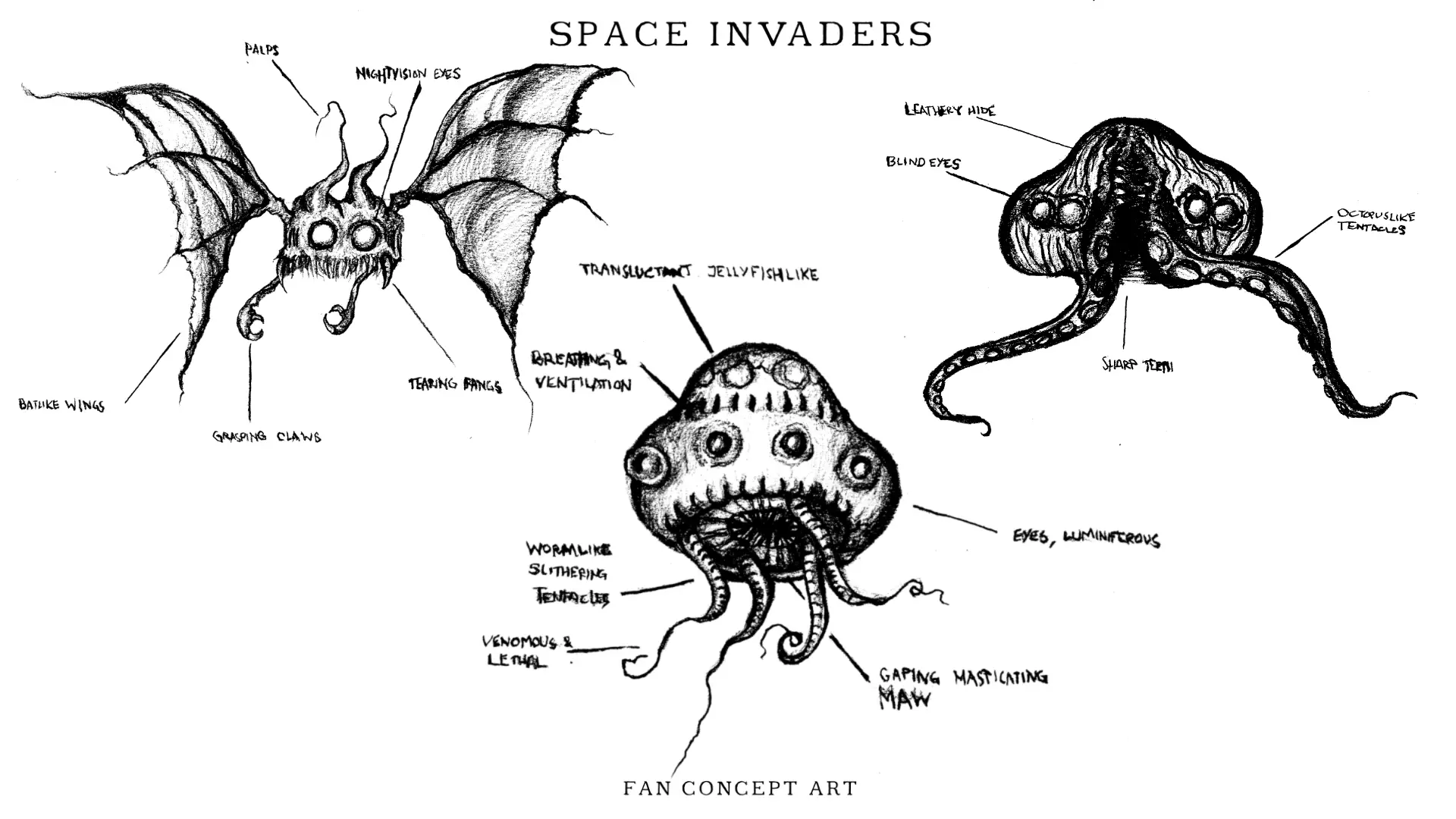 Space invaders, pencil